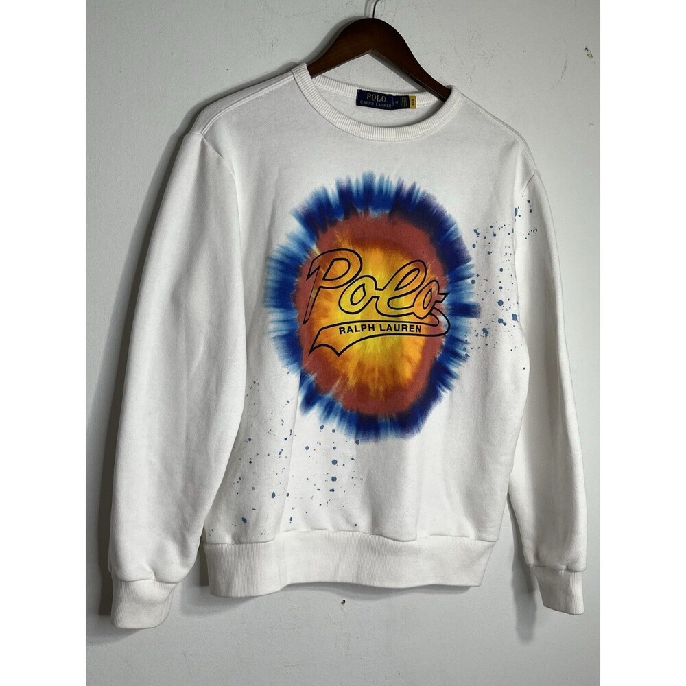 Polo Ralph Lauren sz M Tie Dye Logo Crewneck Sweatshirt Pullover Fleece Shirt